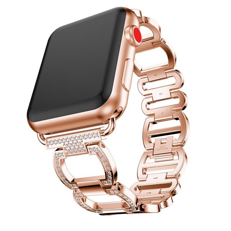 women Diamond Strap For Apple Watch Band 38mm 42mm 40/44mm link Bracelet Metal Stainless Steel Band for iWatch Series 6 SE 5 4 3