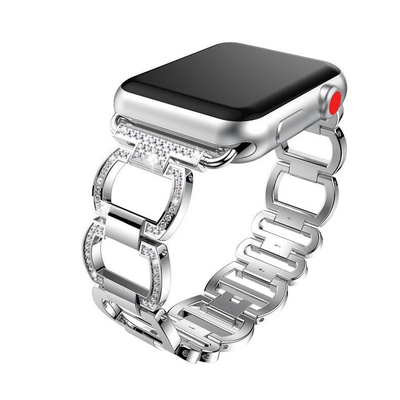 women Diamond Strap For Apple Watch Band 38mm 42mm 40/44mm link Bracelet Metal Stainless Steel Band for iWatch Series 6 SE 5 4 3