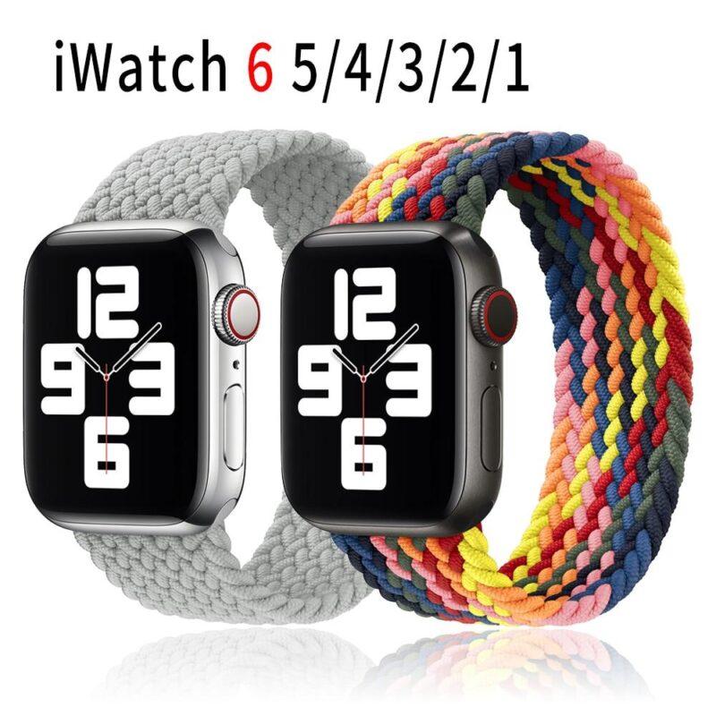 Braided Solo Loop Nylon fabric Strap For Apple Watch Band 44mm 40mm 38mm 42mm Elastic Bracelet For iWatch Series