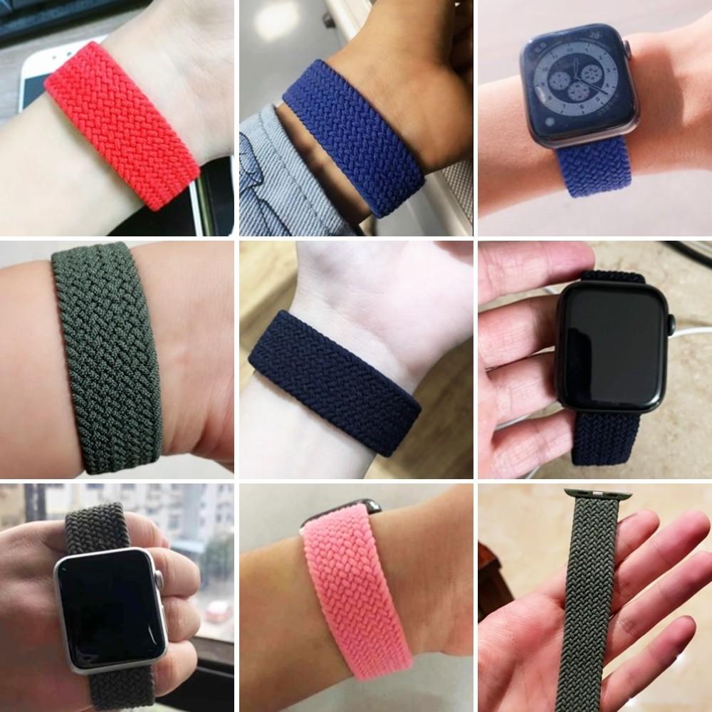 2021 Braided Solo Loop Nylon fabric Strap For Apple Watch band 44mm 40mm 38mm 42mm Elastic Bracelet for iWatch Series 6 SE 5 4 3