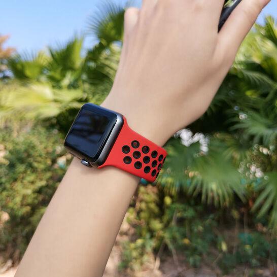Silicone Strap For Apple Watch band 44mm 40mm 38mm 42mm Breathable correa smart wrist Sport bracelet iWatch serie 5 4 3 SE 6