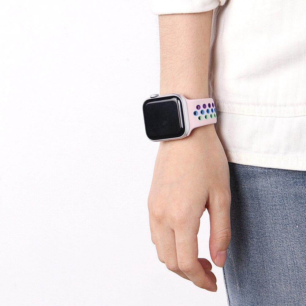 Silicone Strap For Apple Watch band 44mm 40mm 38mm 42mm Breathable correa smart wrist Sport bracelet iWatch serie 5 4 3 SE 6