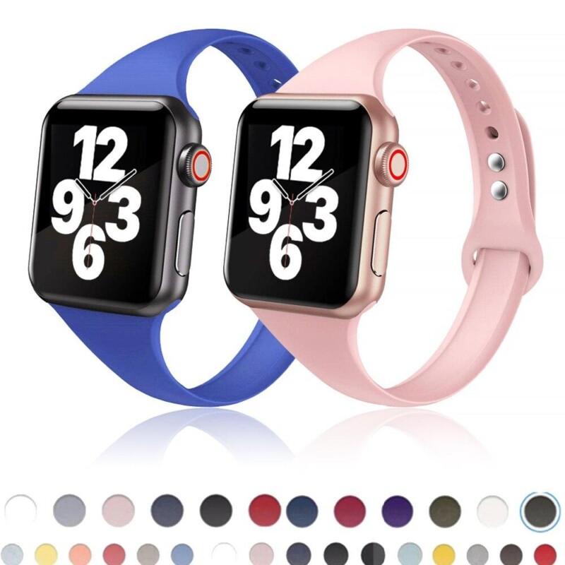Apple Watch Band Slim Strap 44mm 40mm 42mm 38mm Sport Silicone Bracelet iWatch Series Band
