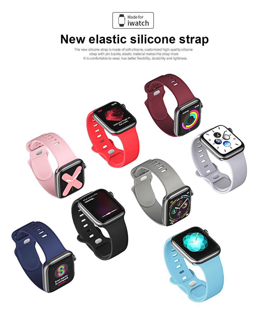 Silicone Strap For Apple Watch Band 6 Se 5 44mm 40mm Smartwatch Rubber Bracelet Belt Watchband on iWatch Series 4 3 21 38mm 42mm