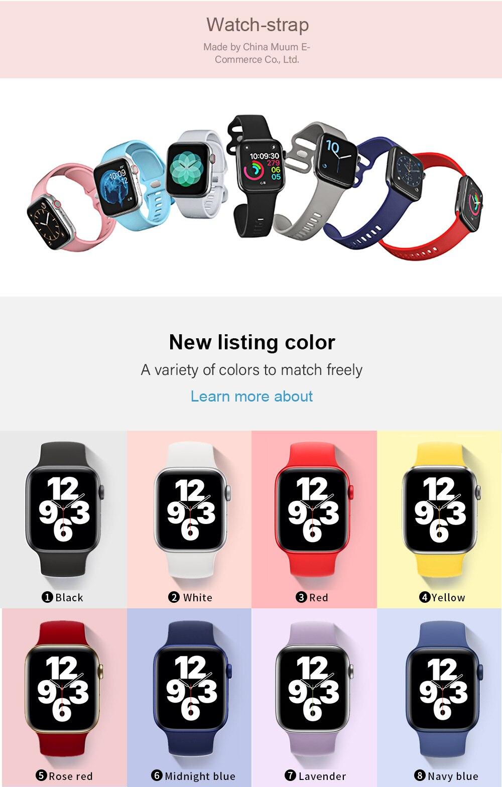 Silicone Strap For Apple Watch Band 6 Se 5 44mm 40mm Smartwatch Rubber Bracelet Belt Watchband on iWatch Series 4 3 21 38mm 42mm