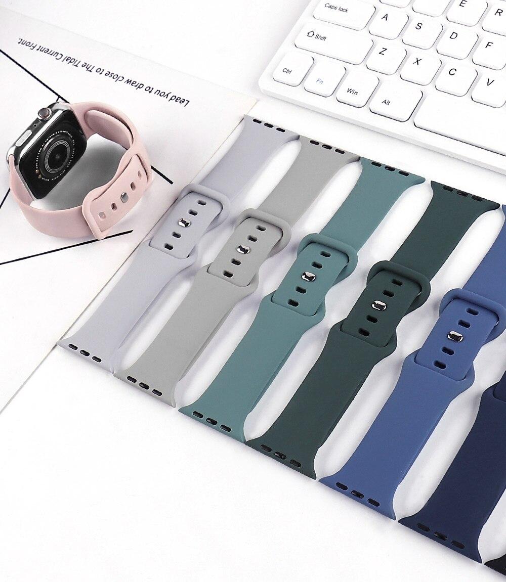 Silicone Strap For Apple Watch Band 6 Se 5 44mm 40mm Smartwatch Rubber Bracelet Belt Watchband on iWatch Series 4 3 21 38mm 42mm