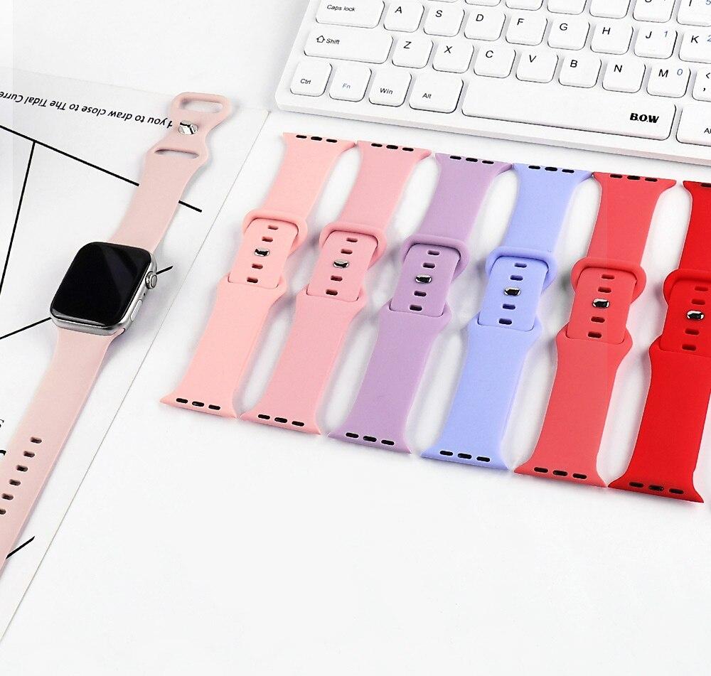 Silicone Strap For Apple Watch Band 6 Se 5 44mm 40mm Smartwatch Rubber Bracelet Belt Watchband on iWatch Series 4 3 21 38mm 42mm