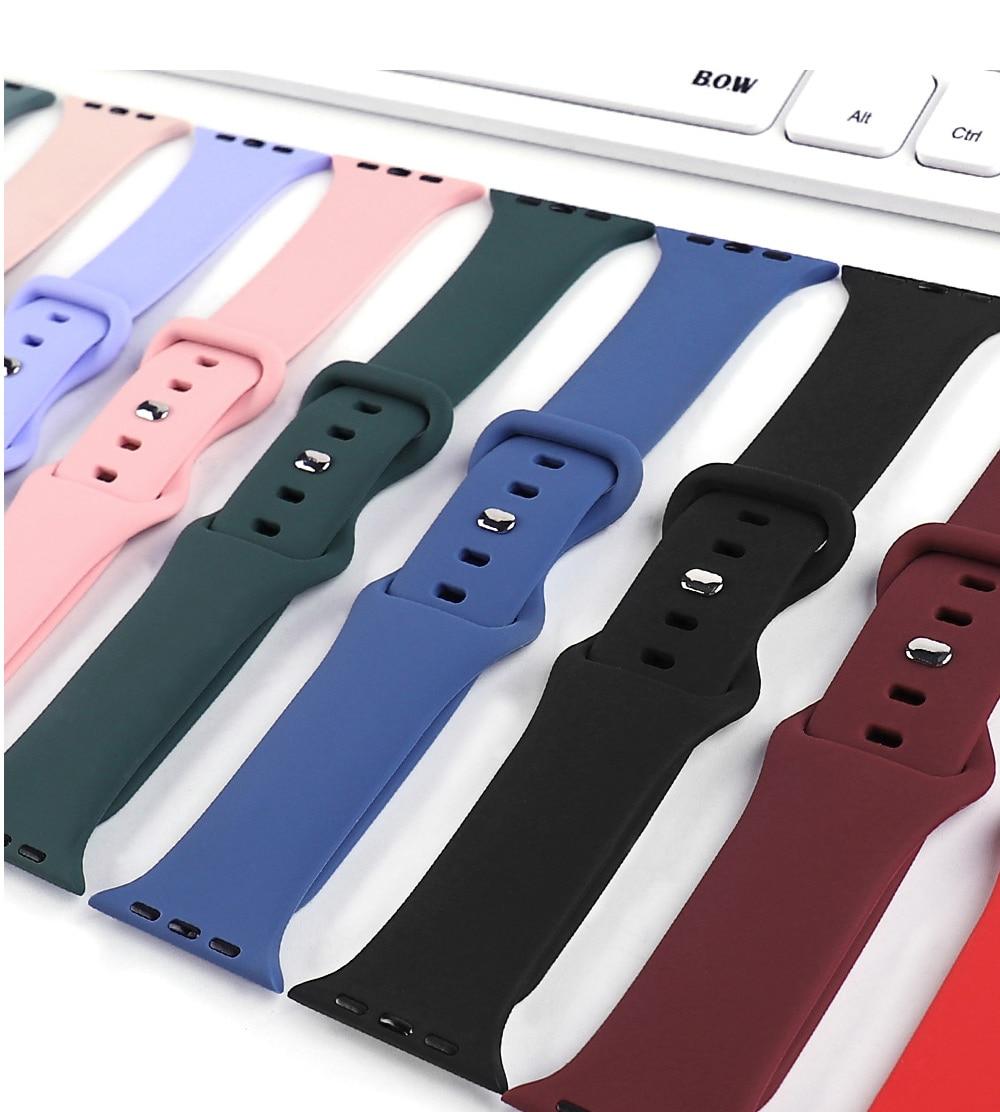 Silicone Sport Band For Apple Watch 6 Se 5 44mm 40mm Rubber Bracelet Belt Watchband Strap on Smart iWatch Series 4 321 38mm 42mm