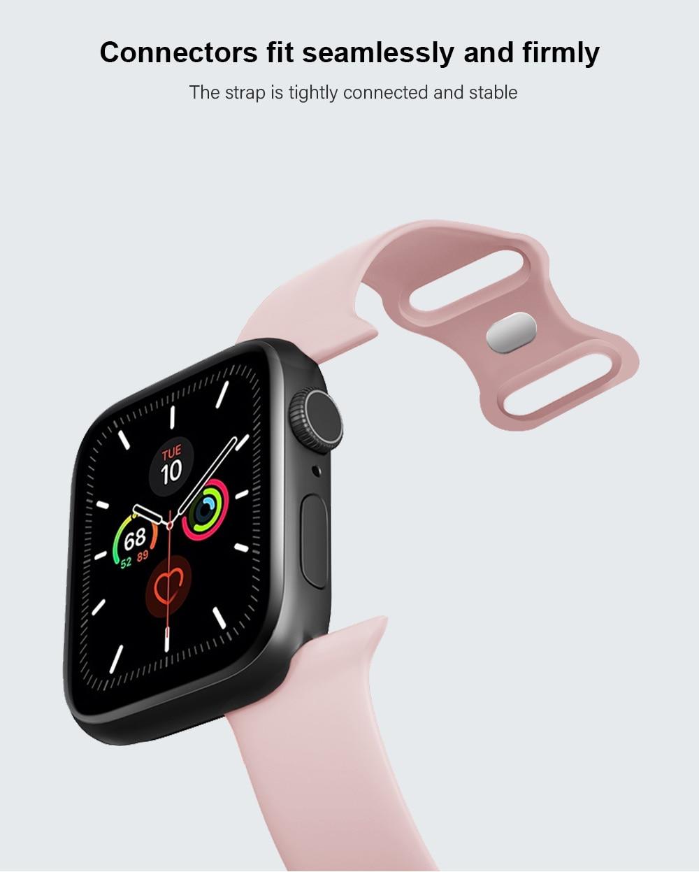 Silicone Sport Band For Apple Watch 6 Se 5 44mm 40mm Rubber Bracelet Belt Watchband Strap on Smart iWatch Series 4 321 38mm 42mm