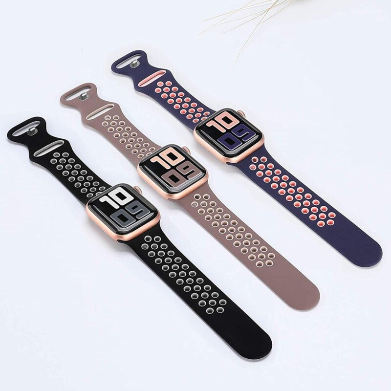 Soft Breathable Watchband Silicone Strap For Apple Watch 44mm 40mm 38mm 42mm 44mm iWatch Bracelet Band - Image 5