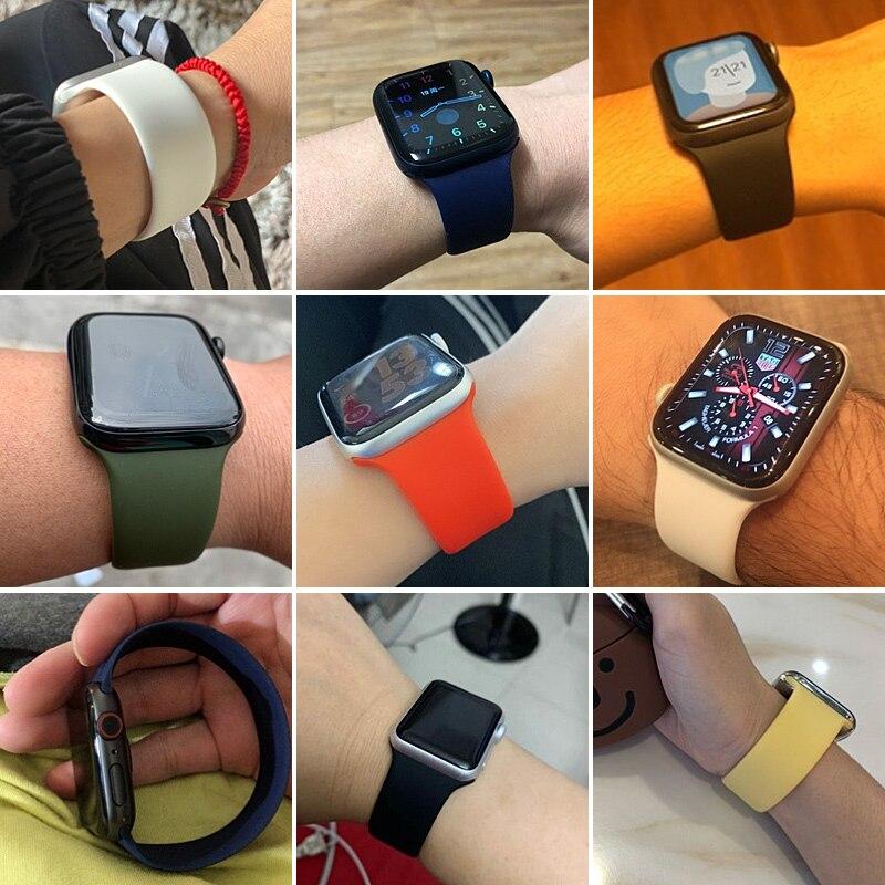 Solo Loop for Apple Watch Band 44mm 40mm iWatch Band 38mm 42mm Elastic Belt Silicone bracelet Apple watch serie 5/4/3/SE/6 Strap