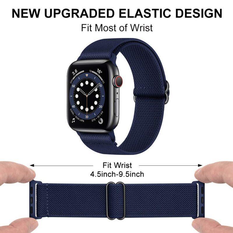 Adjustable Elastic Nylon Solo Loop Bracelet For iWatch Series 3 4 5 6 Scrunchie Strap For Apple Watch Band 40mm 44mm 38mm 42mm  - Image 2