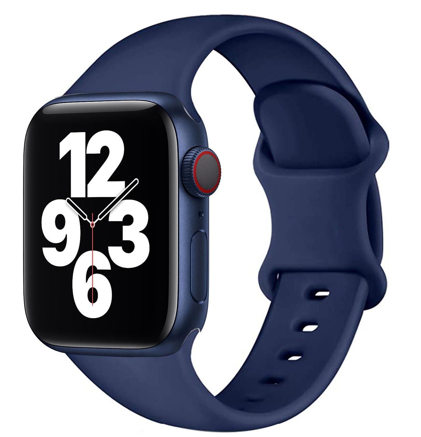 Silicone Strap For Apple Watch band 44mm 40mm 38mm 42mm 44 mm Rubber watchband smartwatch correa bracelet belt iWatch 3 4 5 6 se