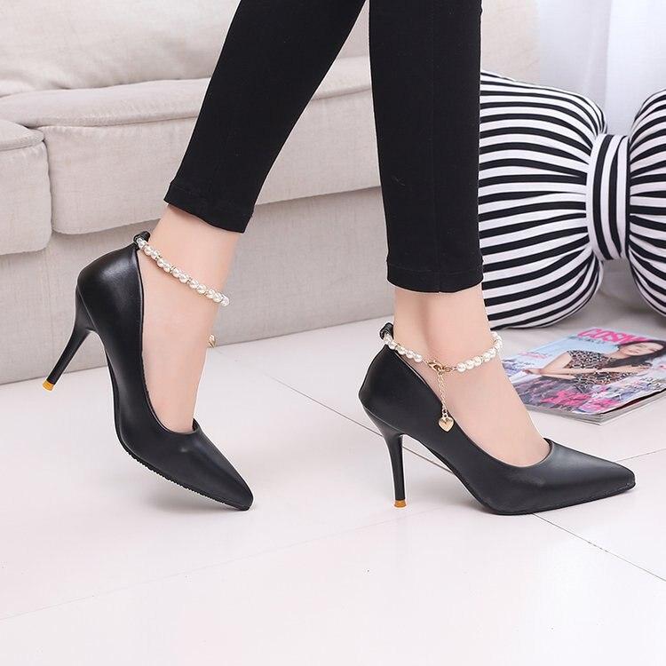White Women Wedding Shoes Crystal Preal Ankle Strap Bridal Shoes Woman Dress Shoes Seay Pumps Sweet Party Shoes