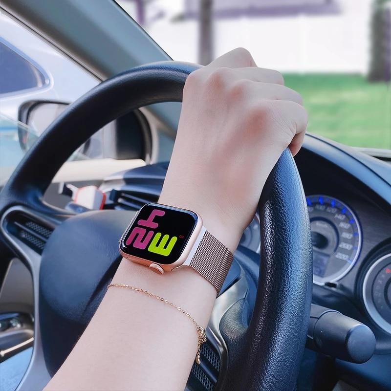 Magnetic loop Strap For Apple watch band 44mm 40mm iWatch 38mm 42mm Stainless steel bracelet correa apple watch serie 5 4 3 se 6