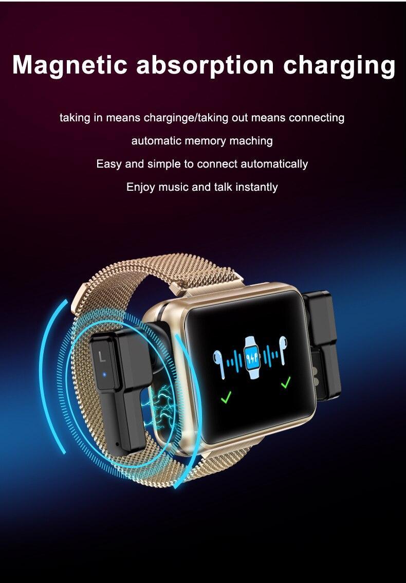 T91 2 In 1 TWS Smart Watch Wireless Bluetooth Headset Women Bracelet 1.4'' Heart Rate Monitor Sports Fitness Watch Men Wristband