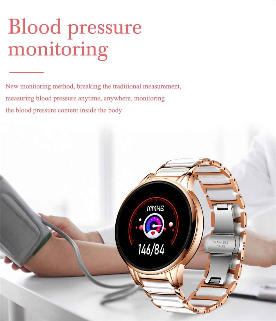 LIGE Smart Watch Women smartwatch woman Waterproof Sport Fitness Tracker Heart Rate Blood Pressure Monitor Fashion Ceramic Strap