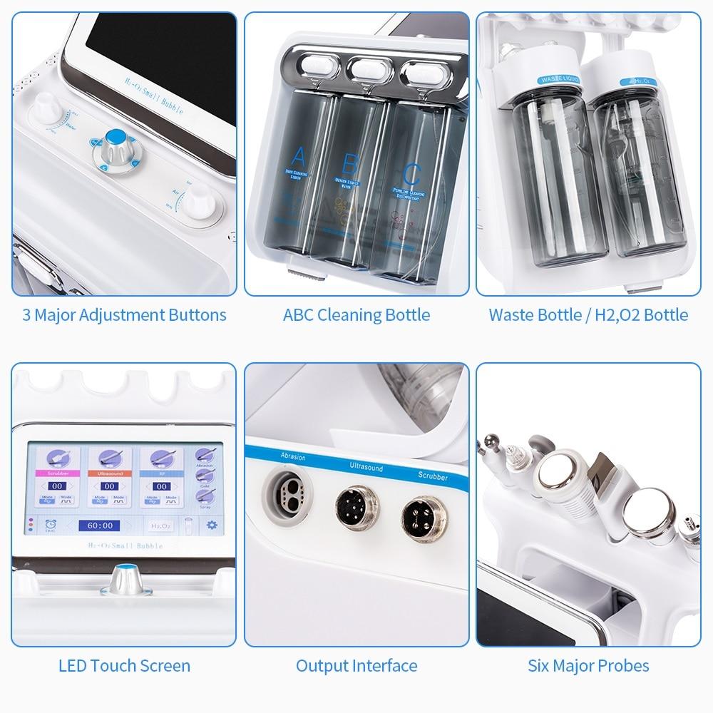 6 in1 H2-O2 Hydro Dermabrasion RF Bio-lifting Spa Facial Ance Pore Cleaner Hydro Microdermabrasion Machine Skin Care Tools