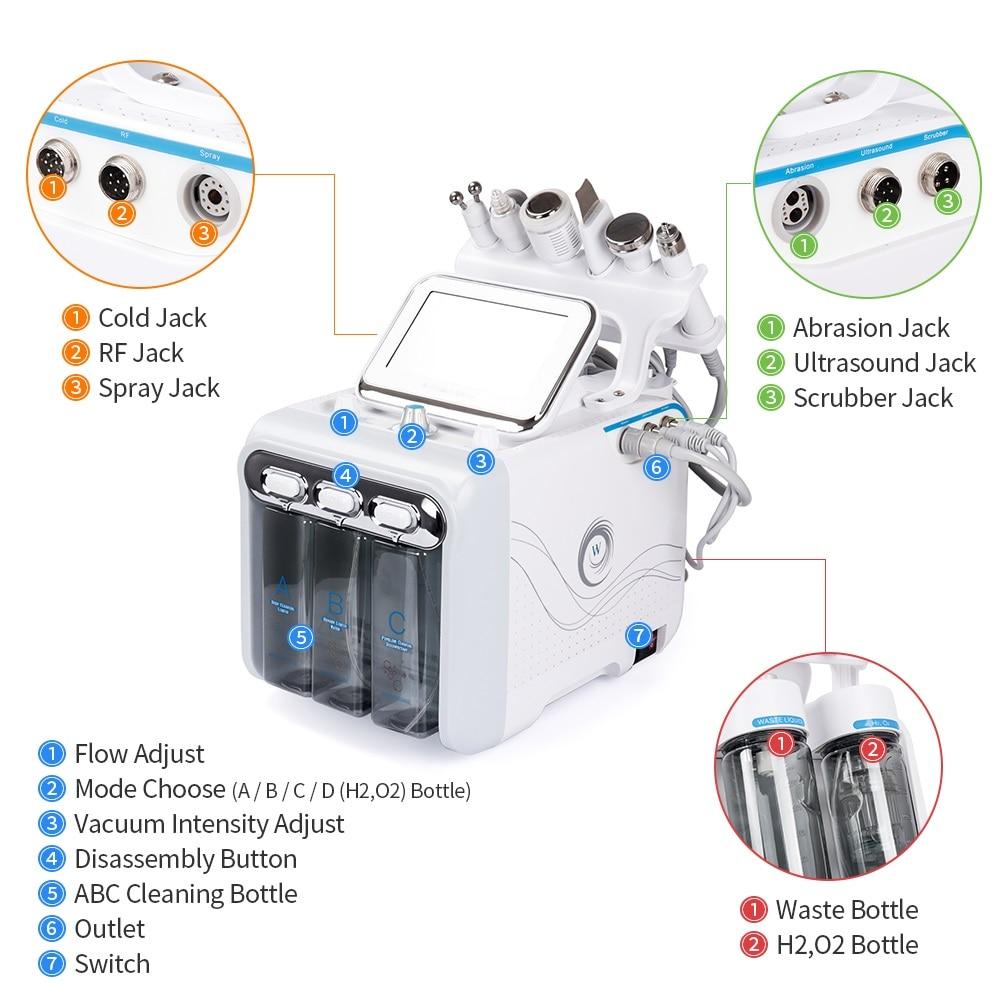 6 In 1 Water Dermabrasion Machine Deep Cleansing Machine Water Jet Hydro Diamond Facial Clean Dead Skin Removal For Salon Use