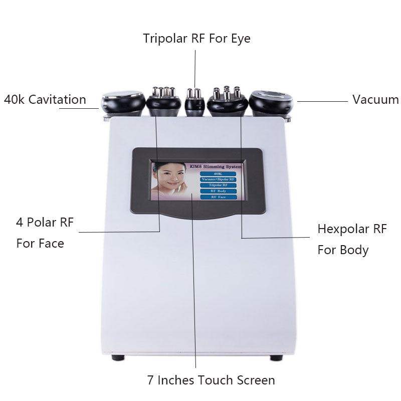 5 in 1 Vacuum Laser Radio Frequency RF 40K Cavi Lipo Slimming Ultrasonic Liposuction Cavitation Machine For Spa 2019 Hot Produt