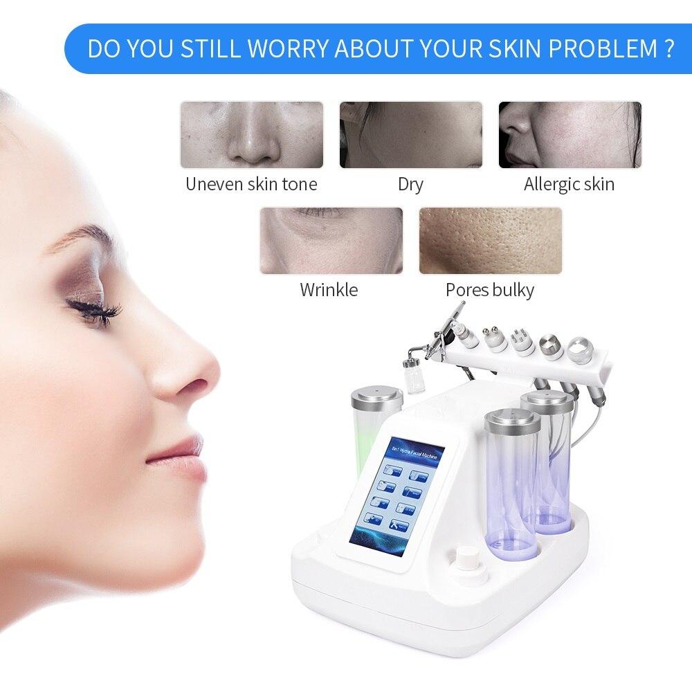 6 In 1 Small Bubbles Ultrasonic RF Hydra Deep Facial Ance Pore Cleaner Facial Massage Machine BIO Light Skin Care Device