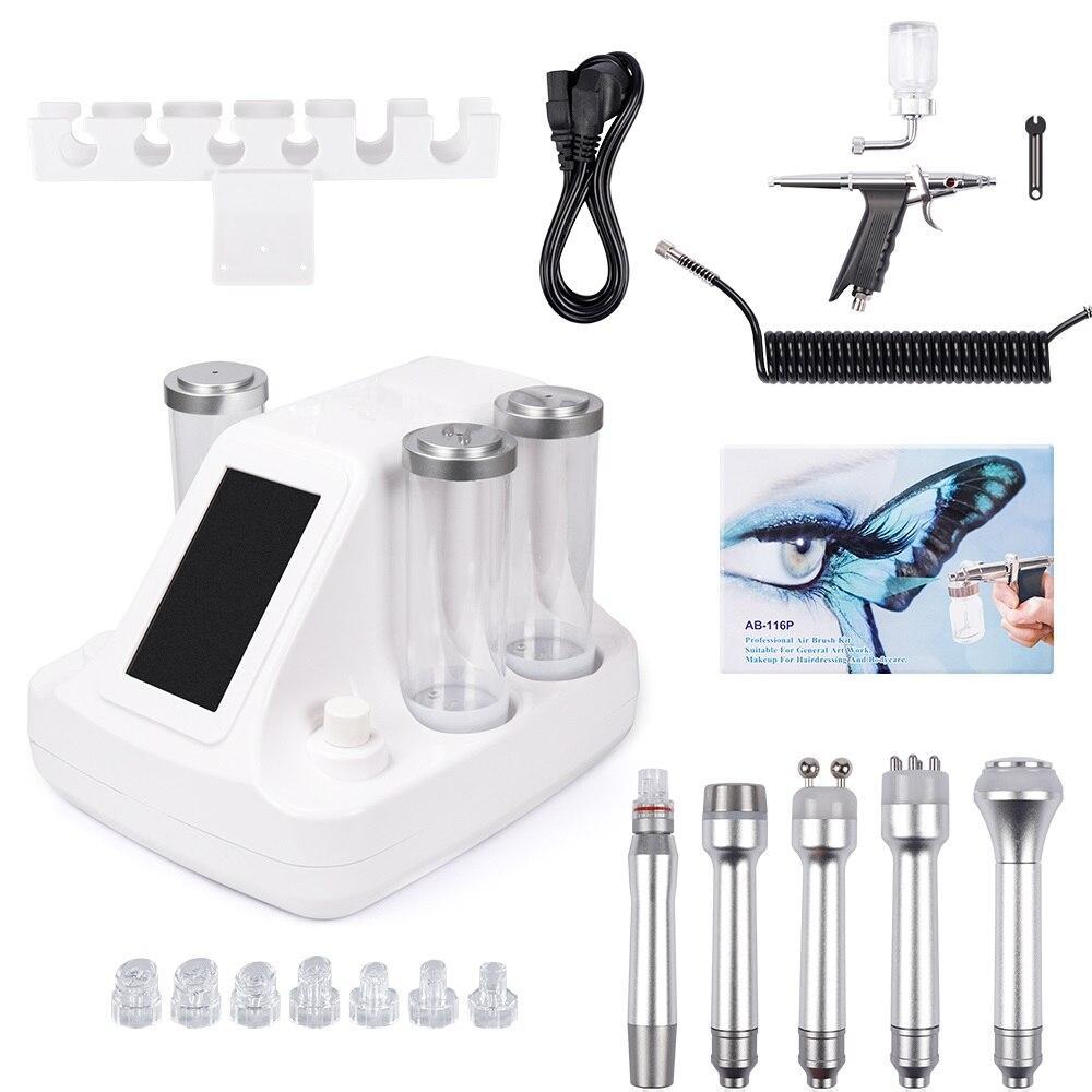 6 In 1 Small Bubbles Ultrasonic RF Hydra Deep Facial Ance Pore Cleaner Facial Massage Machine BIO Light Skin Care Device