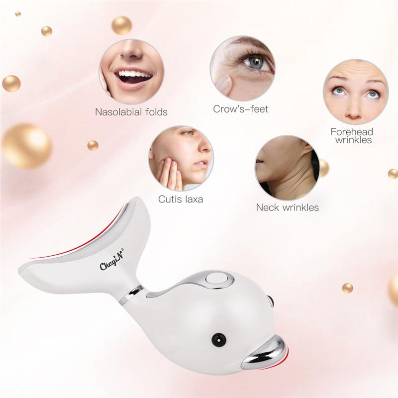 LED Light Facial Infrared Massager RF Radio Frequency Neck Beauty Device Skin Tighten Anti Wrinkle Remove Lifting Rechargeable