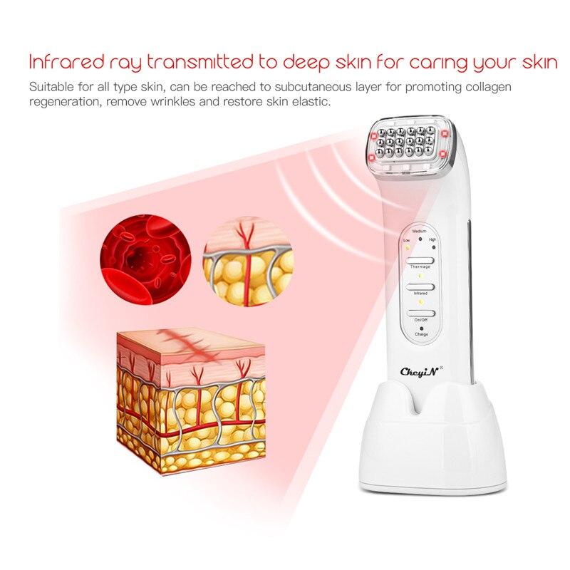 LED Light Facial Infrared Massager RF Radio Frequency Neck Beauty Device Skin Tighten Anti Wrinkle Remove Lifting Rechargeable