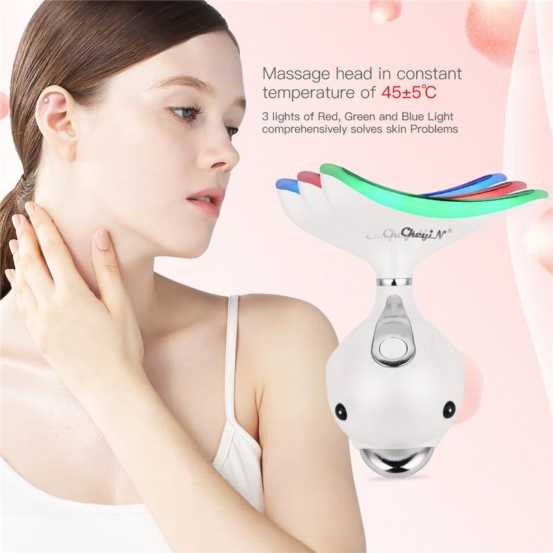 LED Light Facial Infrared Massager RF Radio Frequency Neck Beauty Device Skin Tighten Anti Wrinkle Remove Lifting Rechargeable