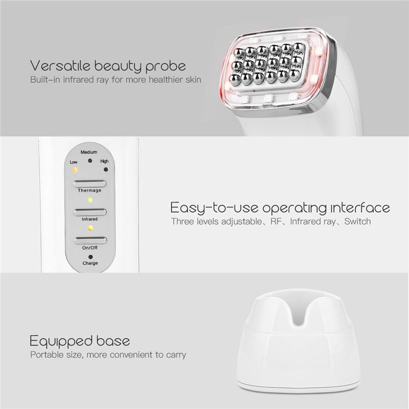 LED Light Facial Infrared Massager RF Radio Frequency Neck Beauty Device Skin Tighten Anti Wrinkle Remove Lifting Rechargeable