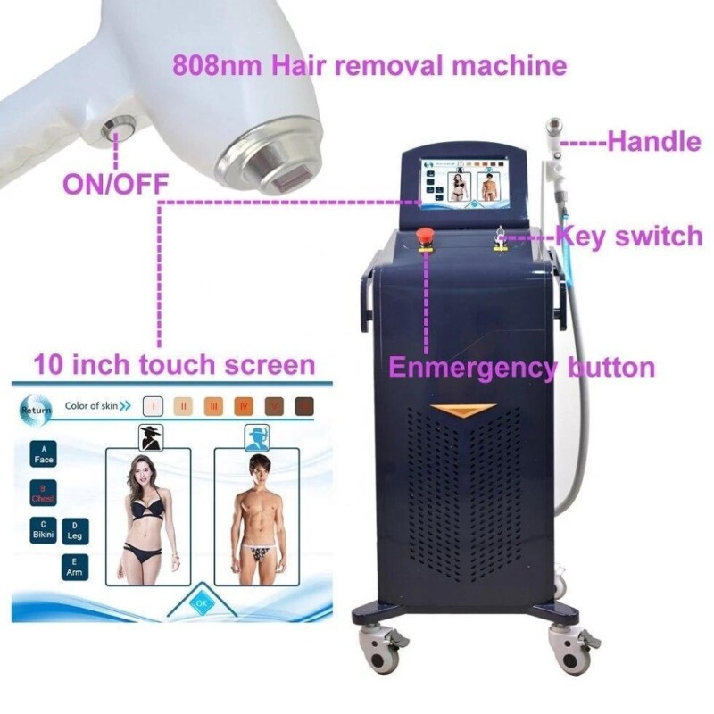 Diode Laser Hair Removal High Power Diode Laser 808nm Laser Hair Removal Machine 50 Million Shots Fast And Painless Cooling