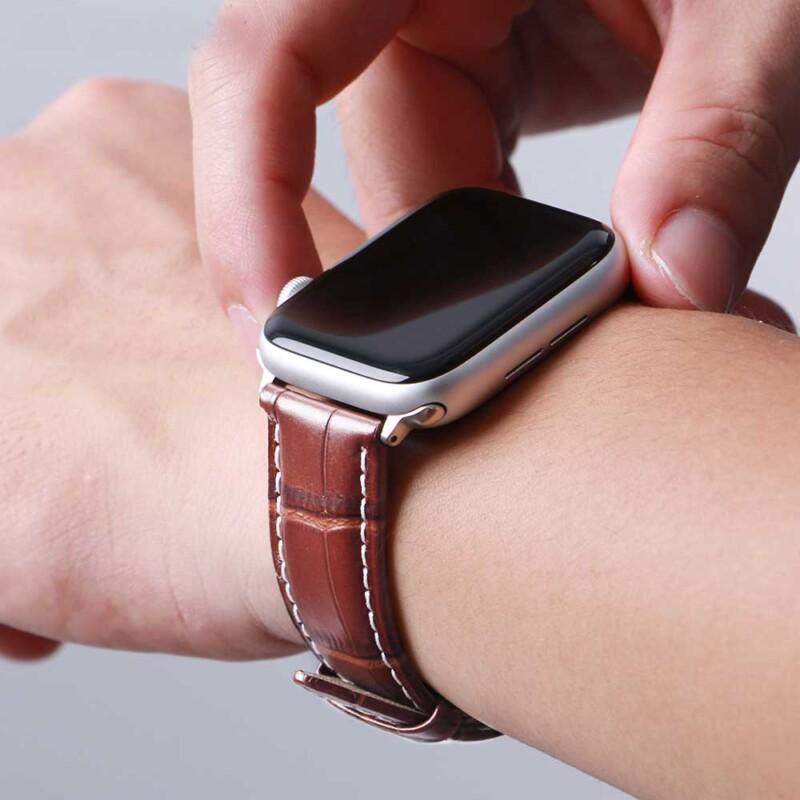 38/44 Apple Watch Band Genuine Calfskin Watchband Series SE/6/5/4/3/2/1 38mm 42mm Leather Strap For iWatch 40mm 44mm - Image 3