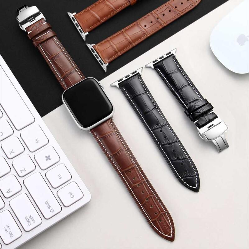 38/44 Apple Watch Band Genuine Calfskin Watchband Series SE/6/5/4/3/2/1 38mm 42mm Leather Strap For iWatch 40mm 44mm - Image 4