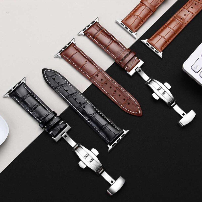 38/44 Apple Watch Band Genuine Calfskin Watchband Series SE/6/5/4/3/2/1 38mm 42mm Leather Strap For iWatch 40mm 44mm - Image 8