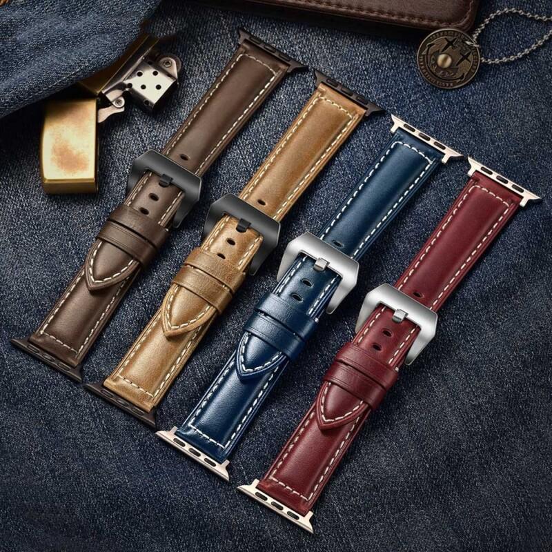 38/44 Apple Watch Band Genuine Calfskin Watchband Series SE/6/5/4/3/2/1 38mm 42mm Leather Strap For iWatch 40mm 44mm - Image 5