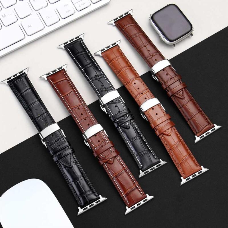 38/44 Apple Watch Band Genuine Calfskin Watchband Series SE/6/5/4/3/2/1 38mm 42mm Leather Strap For iWatch 40mm 44mm - Image 7