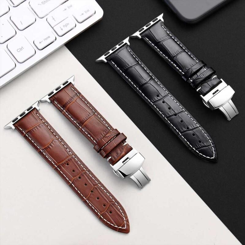 38/44 Apple Watch Band Genuine Calfskin Watchband Series SE/6/5/4/3/2/1 38mm 42mm Leather Strap For iWatch 40mm 44mm - Image 6