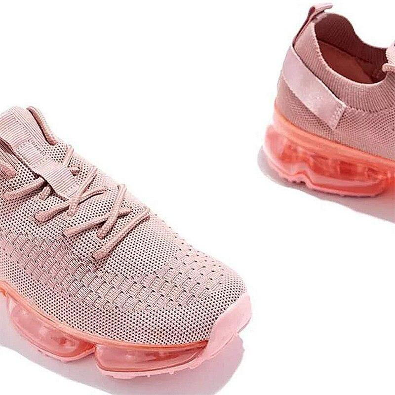 Hot Sale New Style Women's Air Cushion Net Shoes 2021 Fashion Flying Woven Women's Shoes Front Lace-Up Breathable Running Shoes