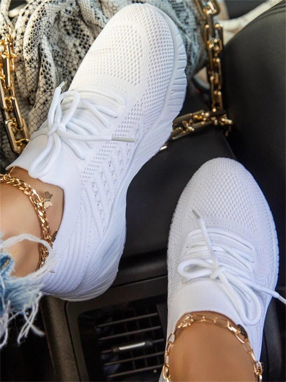 New 2021 Women Breathable Sneakers Spring Mesh Lace Up Fashion Ladies Casual Shoes Outdoor Running Walking Sport Loafers