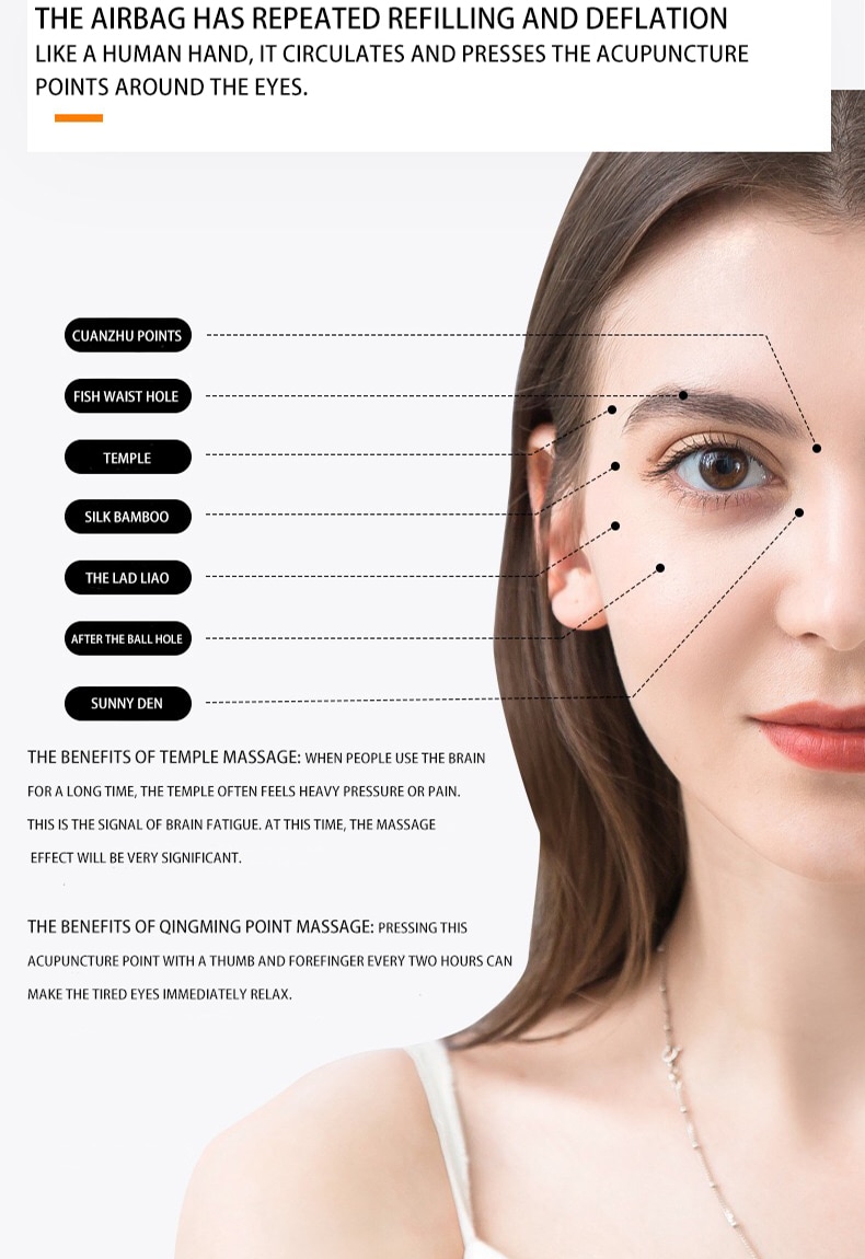 Eye Massager 4D Smart Airbag Vibration Eye Care Instrument Hot Compress Bluetooth Eye Massage Glasses Fatigue Pouch & Wrinkle