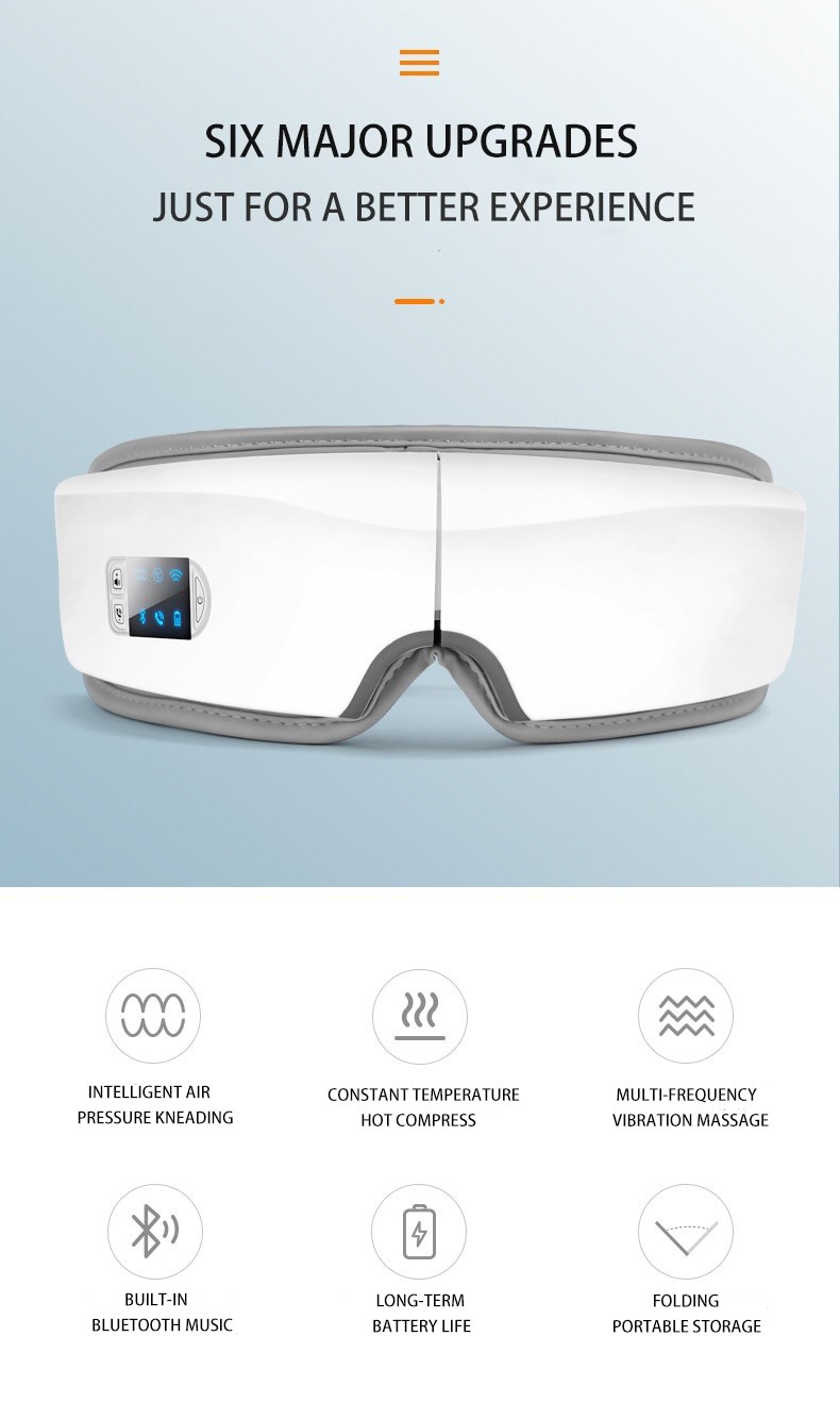 Eye Massager 4D Smart Airbag Vibration Eye Care Instrument Hot Compress Bluetooth Eye Massage Glasses Fatigue Pouch & Wrinkle