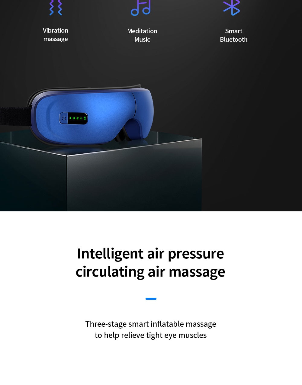 Electric Wireless Eye Massager Heating Therapy Air Pressure Eye SPA Bluetooth Music Eyes Stress Relief Device USB Recharge Fold