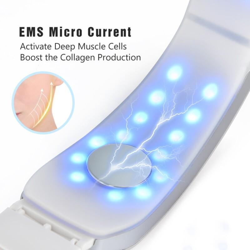 Face Lifting EMS Machine Massager Slimming Double Chin Reducer Blue LED Photon Therapy Chin V-Line Up Lift Belt Remote Control - Image 4