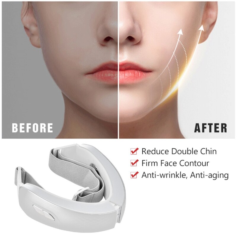 Face Lifting EMS Machine Massager Slimming Double Chin Reducer Blue LED Photon Therapy Chin V-Line Up Lift Belt Remote Control - Image 2