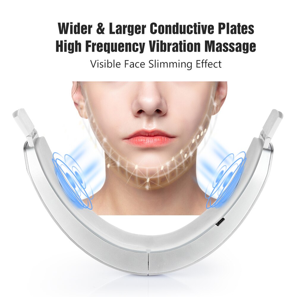 EMS Face Lifting Machine Massager Slimming Double Chin Reducer Blue LED Photon Therapy Chin V-Line Up Lift Belt Remote Control