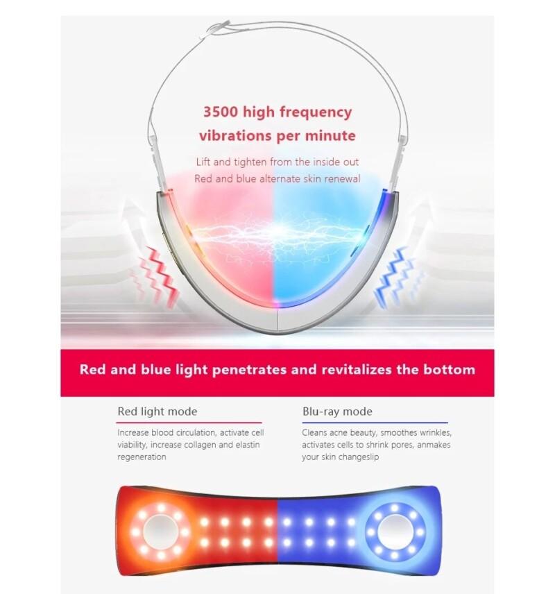 Face Lifting EMS Machine Massager Slimming Double Chin Reducer Blue LED Photon Therapy Chin V-Line Up Lift Belt Remote Control - Image 3