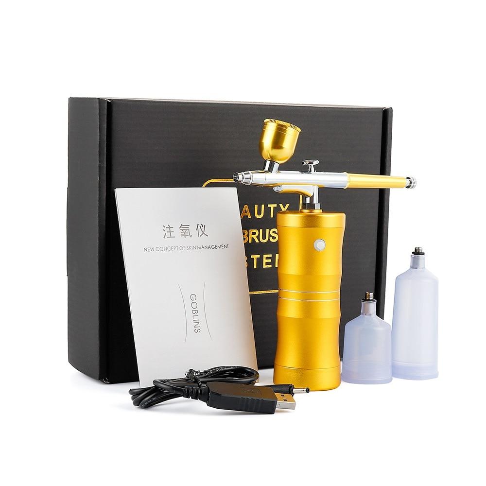 Portable Mini Airbrush Compressor Set Air Brush Sprayer Gun Hydrafacial Machine Oxygen Injector For Nail Art Painting Cake Model