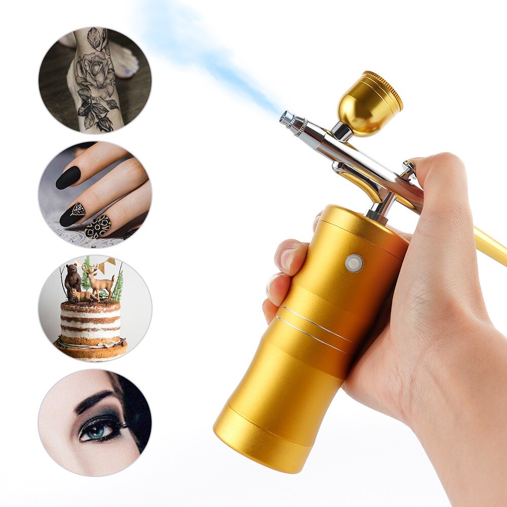 Portable Mini Airbrush Compressor Set Air Brush Sprayer Gun Hydrafacial Machine Oxygen Injector For Nail Art Painting Cake Model