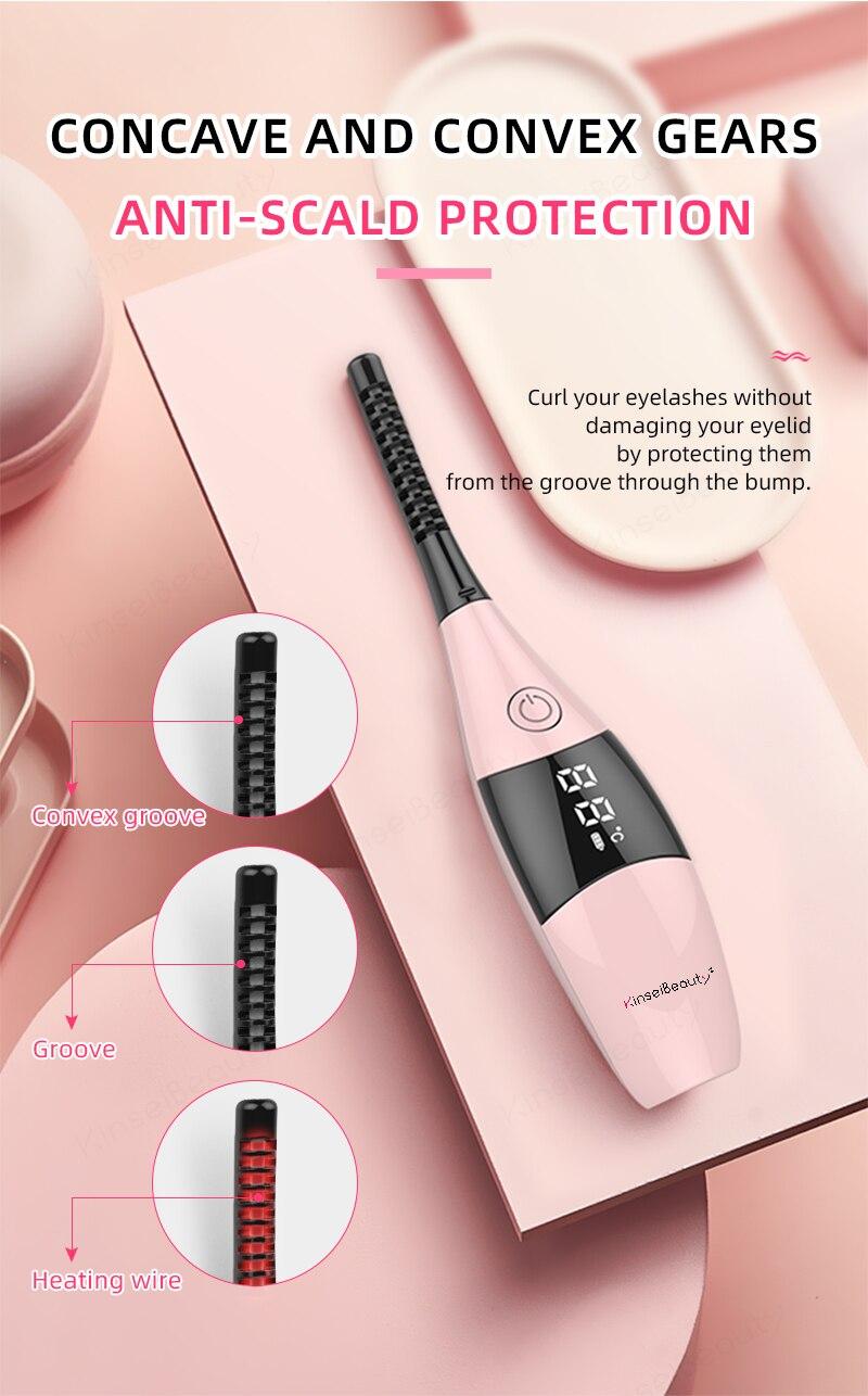 Electric Eyelash Curler Fast Heating Natural Eyelash Curling Iron Temperature Adjustable Makeup Eyelash Curling Pen USB Charging