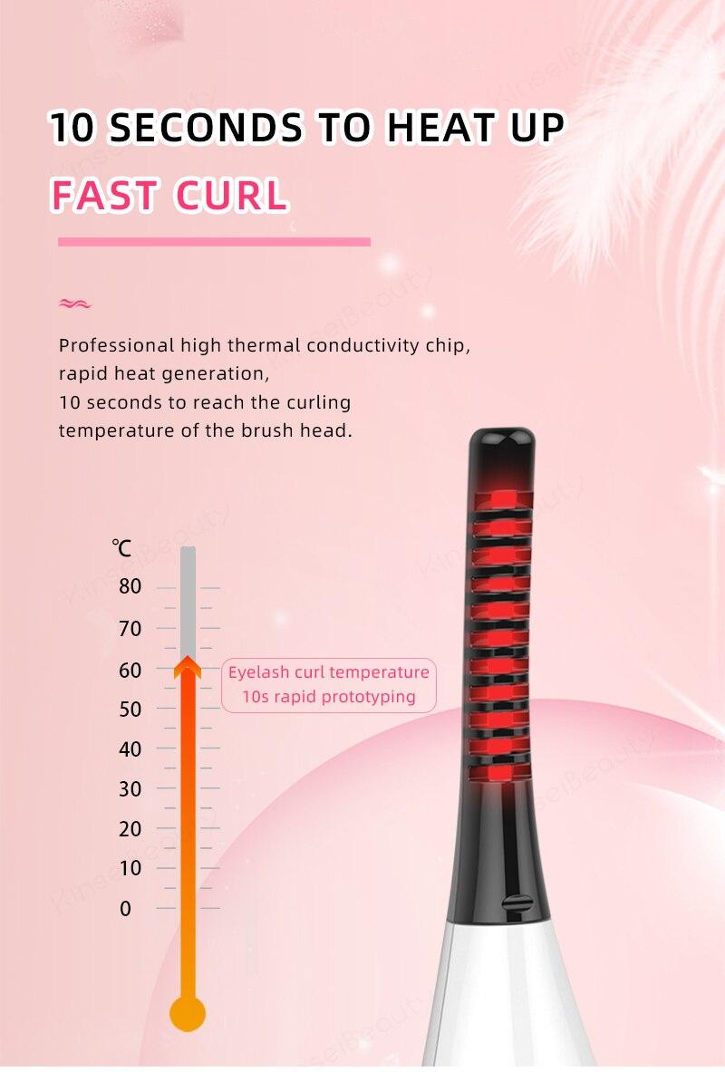 Electric Eyelash Curler Fast Heating Natural Eyelash Curling Iron Temperature Adjustable Makeup Eyelash Curling Pen USB Charging